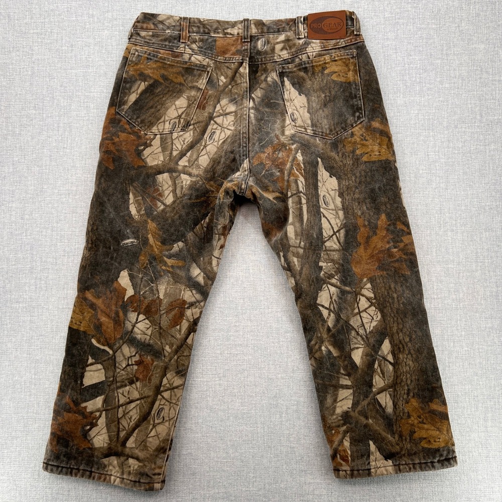 VTG Y2K Wrangler Pro Gear Camo Pants 36x25 Men Brown Fleece Lined Hunting Ranch - Picture 2 of 10